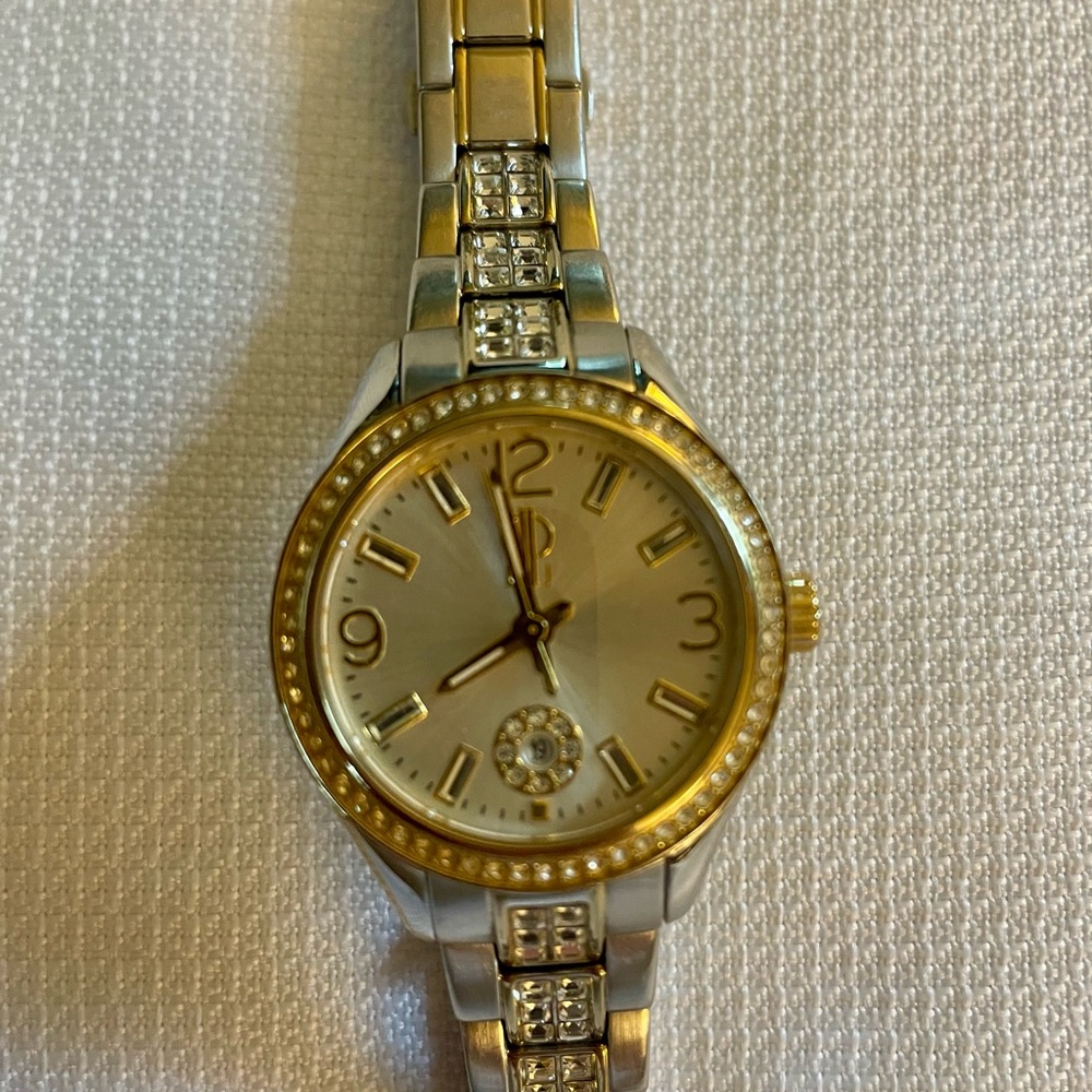 Jennifer Lopez Gold and Silver Women's Watch with rhinestone detail